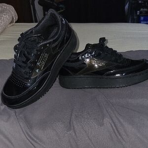 Reebok Glossy Black Athletic Shoes